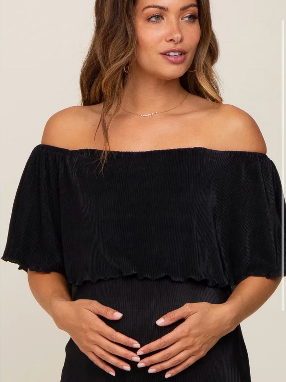 Pinkblush Black Off-Shoulder Ruffled Maxi Dress
